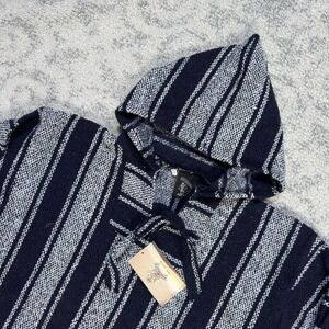 Baja Billy Poncho Hoodie Adult Large Blue Gray‎ Mexican Hippie NEW NWT